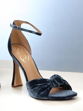 Sam Edelman Lucia Velvet Knotted Ankle-Strap Heel